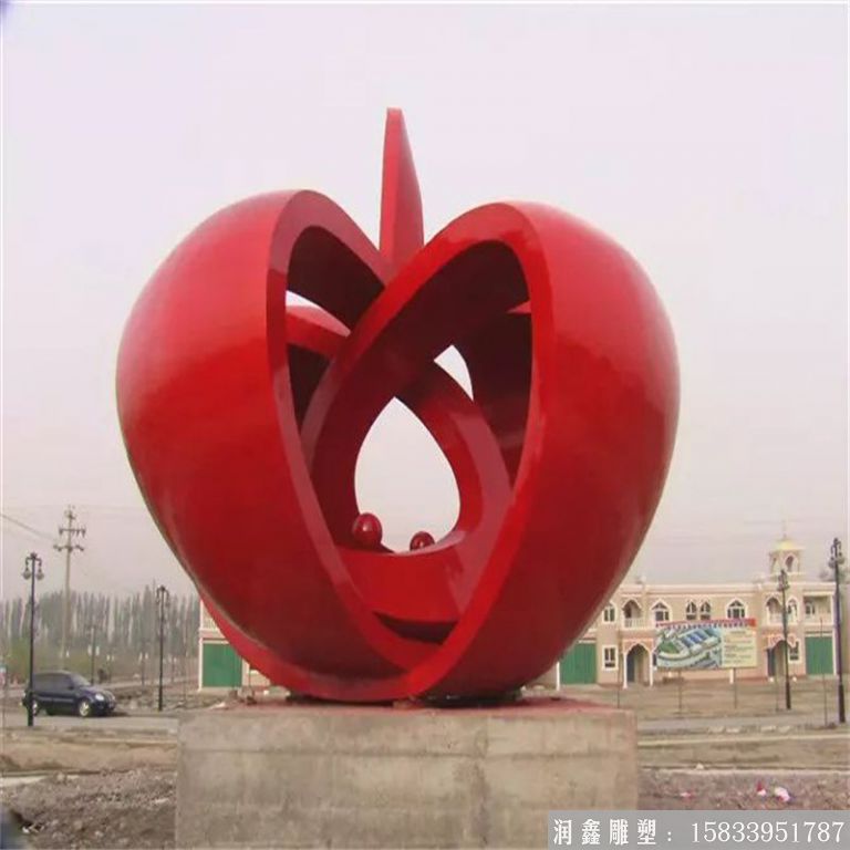 蘋果抽象雕塑 景觀不銹鋼雕塑