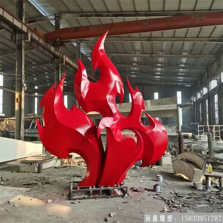 不銹鋼抽象景觀雕塑 火苗雕塑噴漆