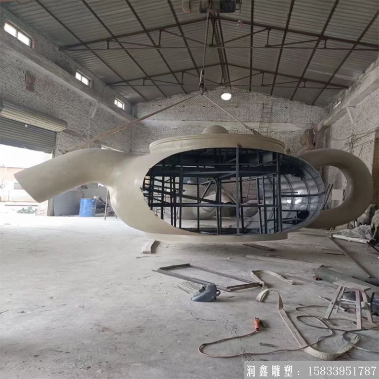 不銹鋼懸空天壺茶壺噴泉，景觀(guān)壺案例