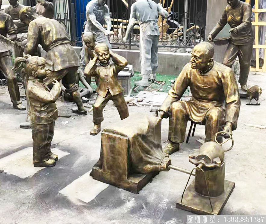 爆爆米花人物仿銅雕塑 廠家來圖定制